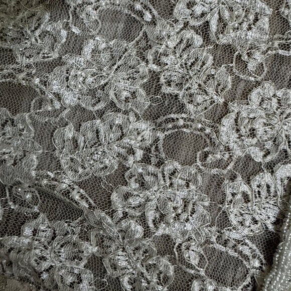 Vintage Stenay Lace Sheer Beaded Open Jacket Womens Embroidered‎ Fairy Cream - Picture 4 of 7
